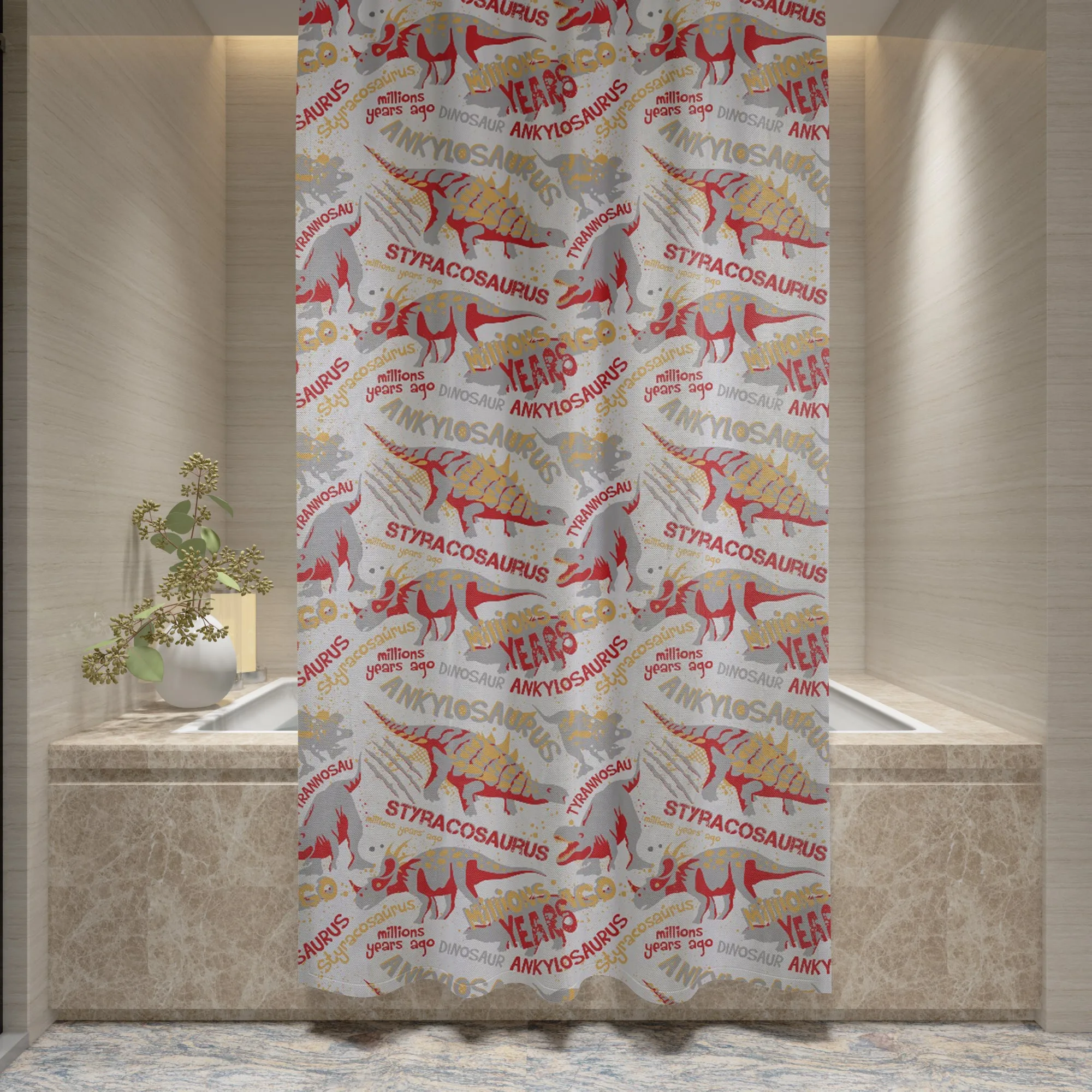 Shower Curtain Printed Fabric with Hooks 180x180 Cm - Trex