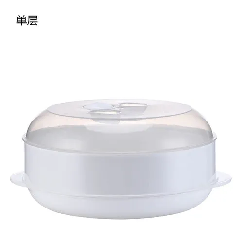 Single/Double Tier Microwave Food Steamer for Dumplings, Veggies & Fish