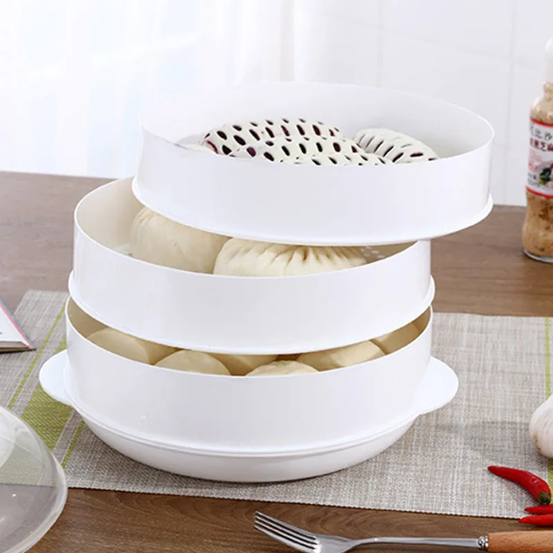 Single/Double Tier Microwave Food Steamer for Dumplings, Veggies & Fish