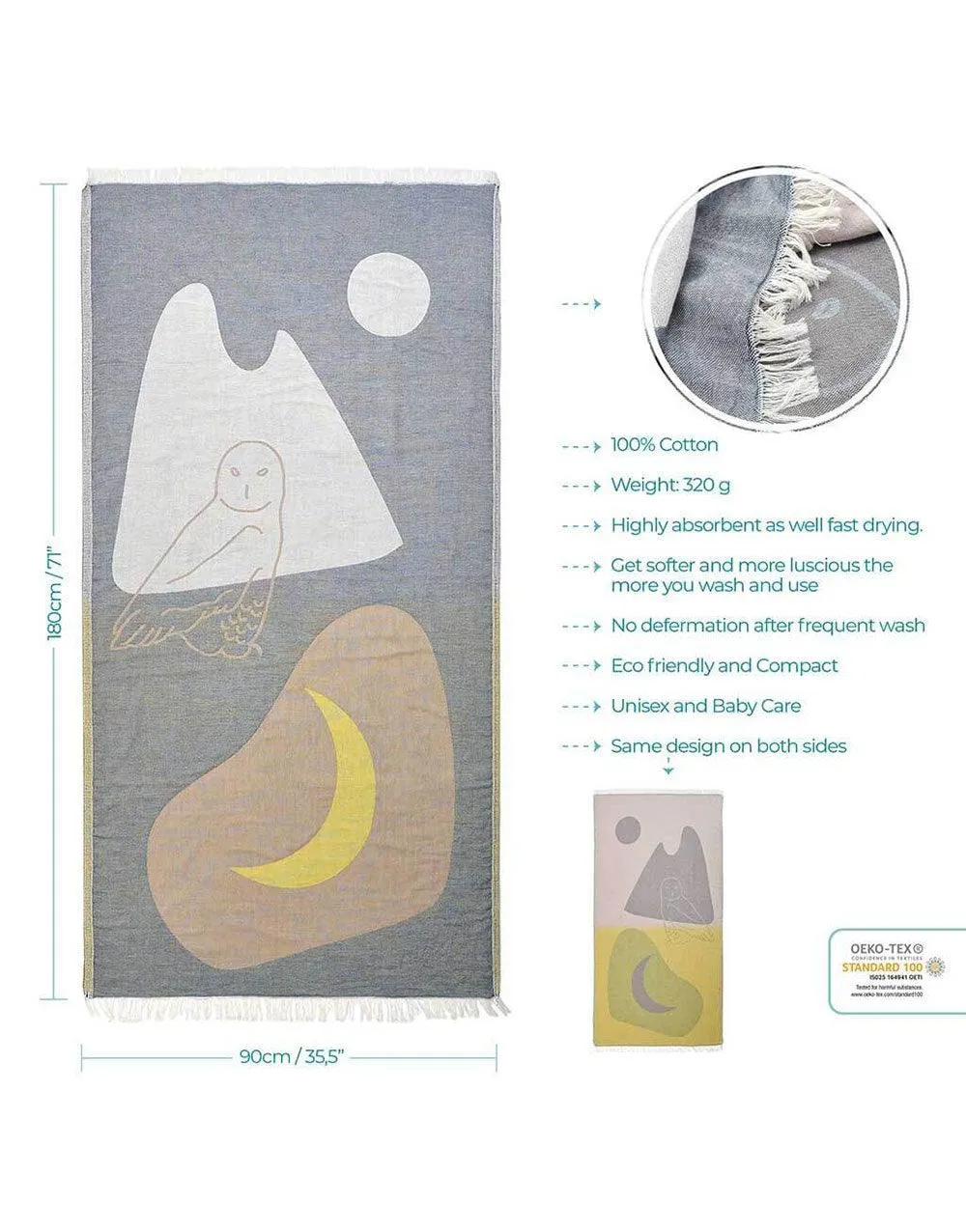 Snowy Owl Turkish Beach Towel