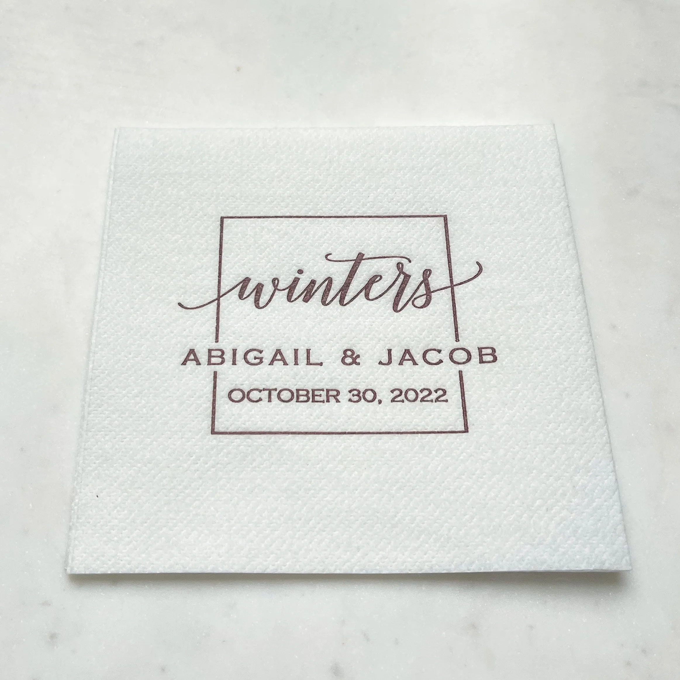 Square Monogrammed Linen-Like Napkins