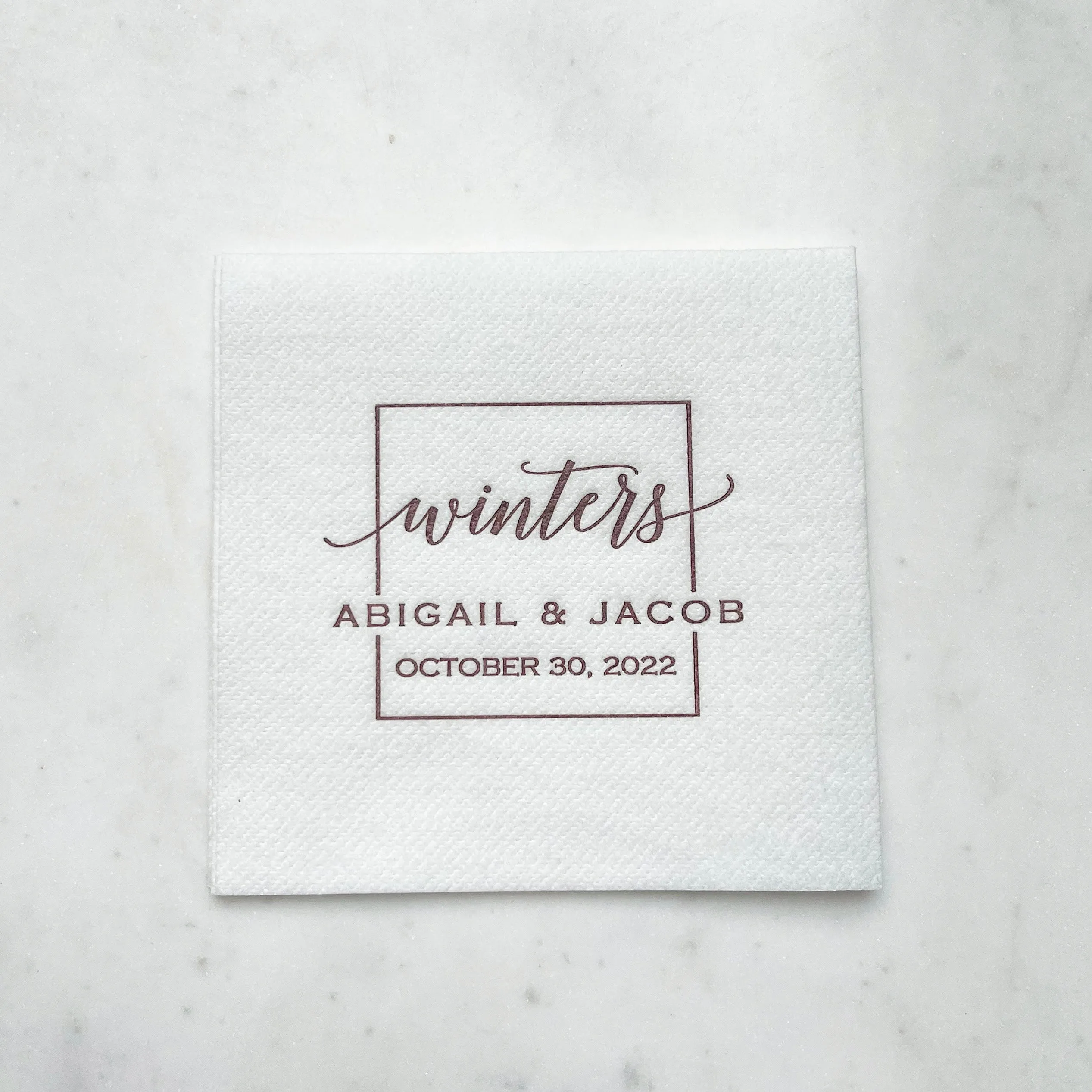 Square Monogrammed Linen-Like Napkins