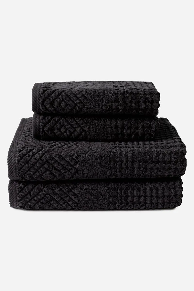 Texere 100% Organic Cotton Diamond Jacquard Towel Set