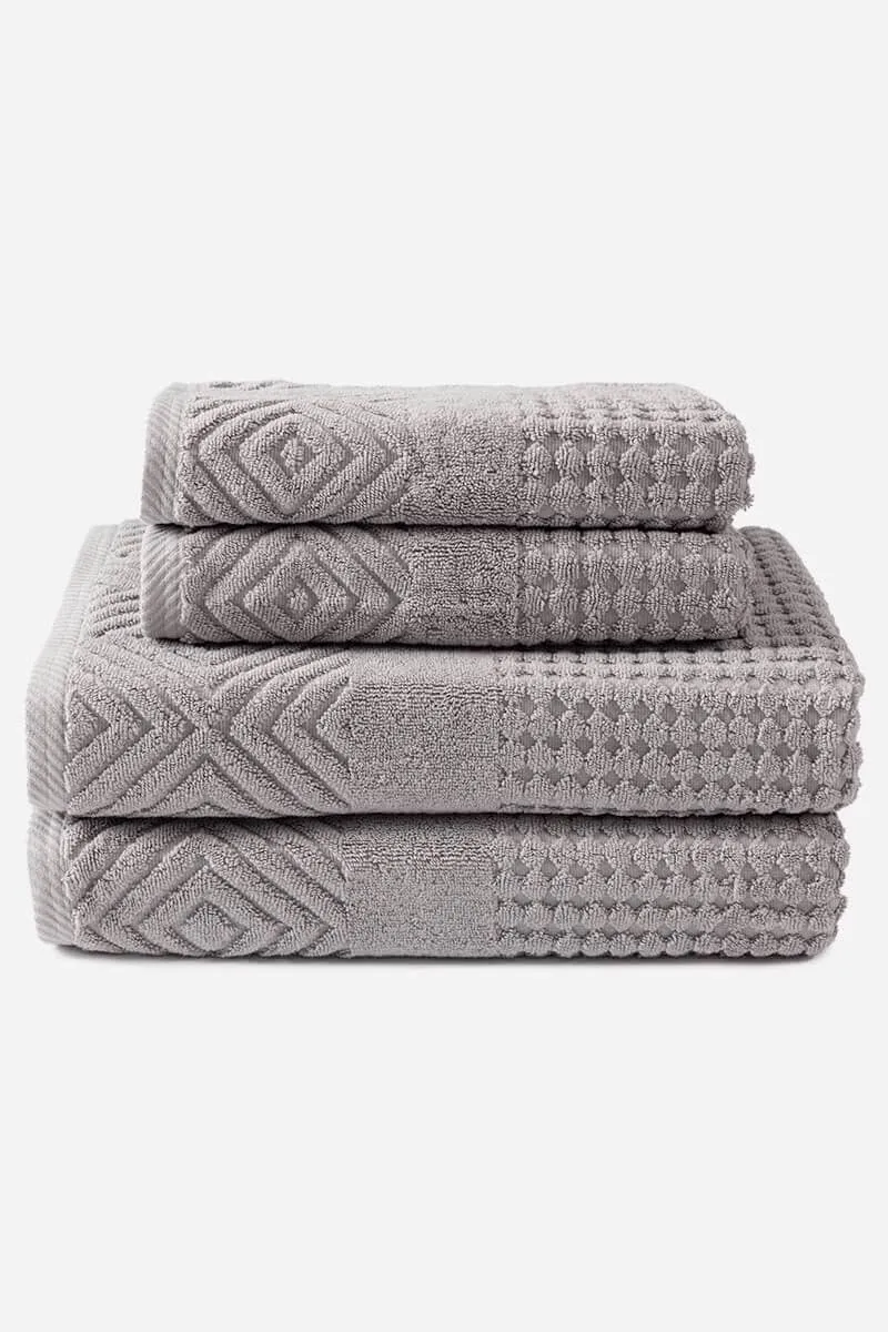 Texere 100% Organic Cotton Diamond Jacquard Towel Set