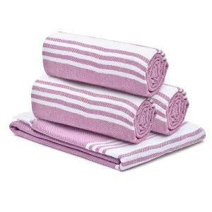 The Better Home 100% Cotton Turkish Bath Towel | Quick Drying Cotton Towel | Light Weight, Soft & Absorbent Turkish Towel (Pack of 4, Purple)