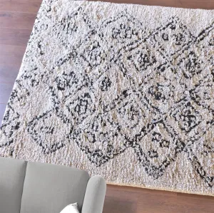 Torres White and Black Wool Rug