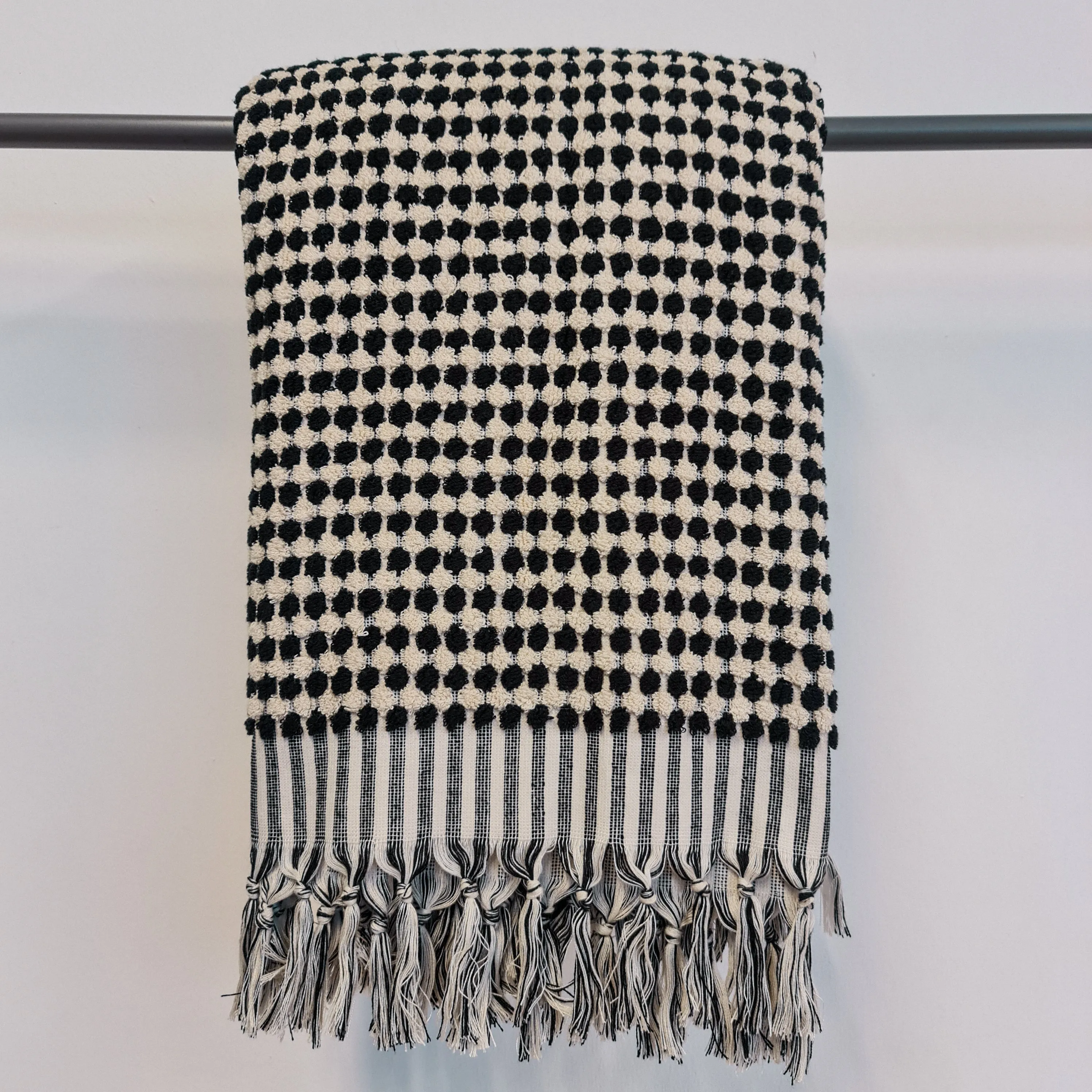 Turkish Hammam Bath Terry Towels Black Dotted