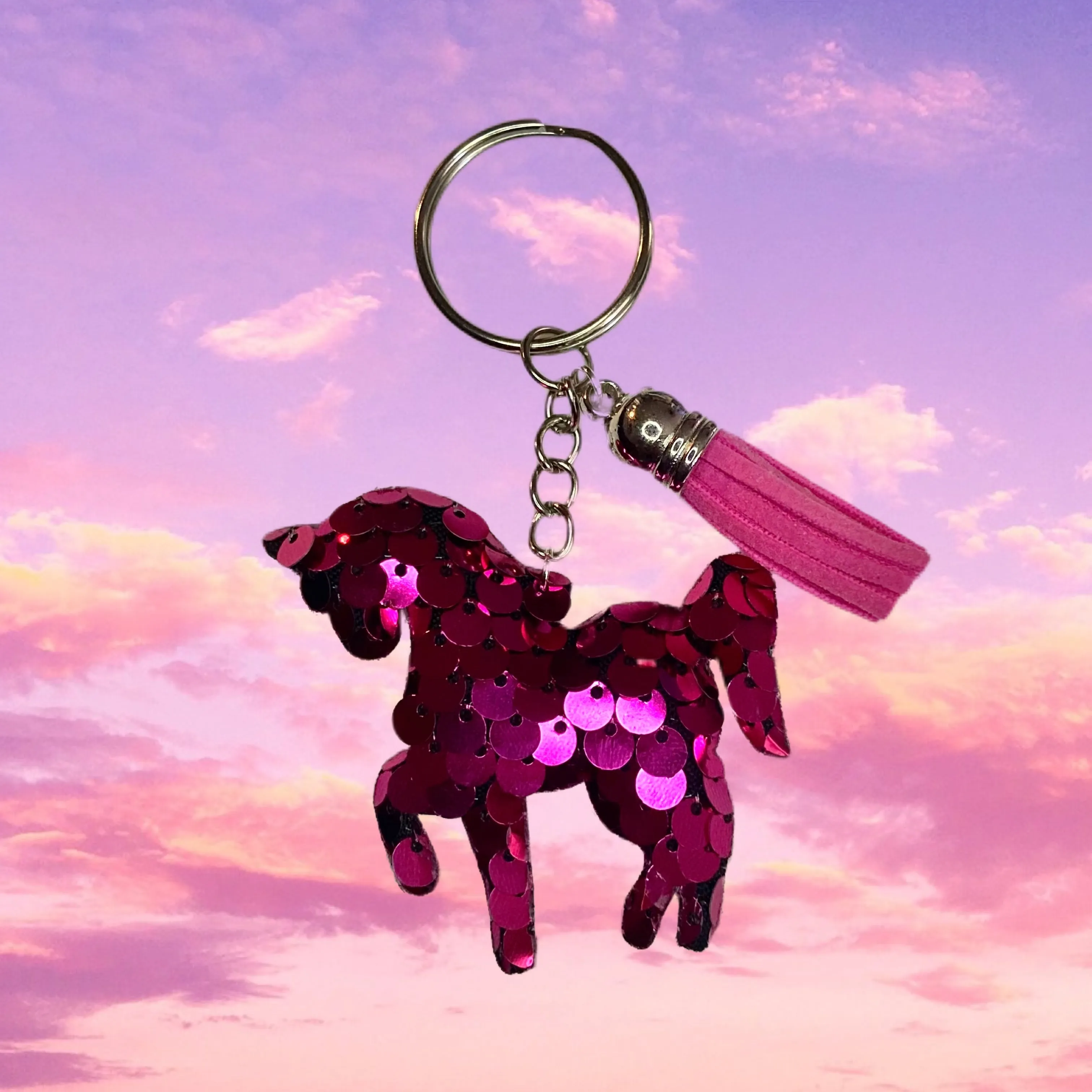 Unicorn Keychain-Hot Pink w/ Hot Pink Tassel