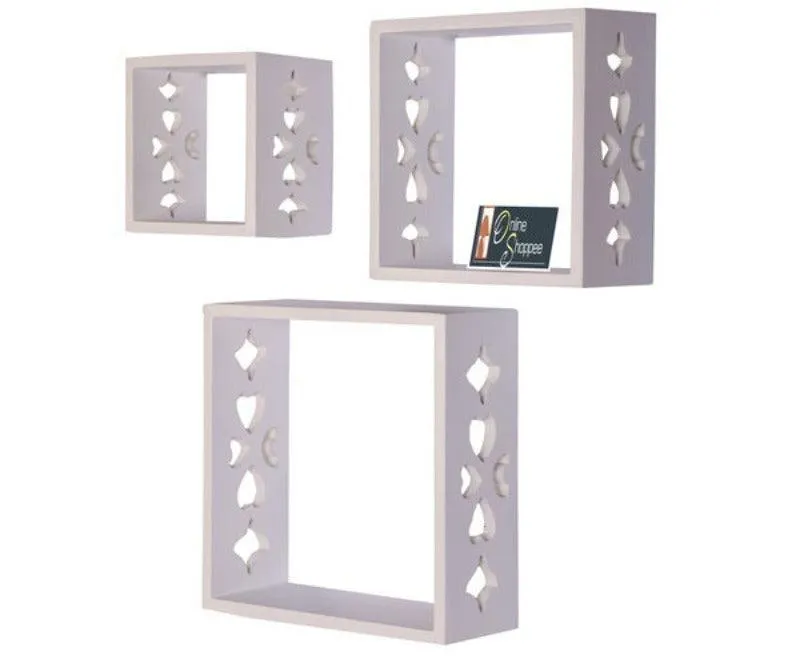 Wooden Square Nesting Floating Wall Shelves Set of 3