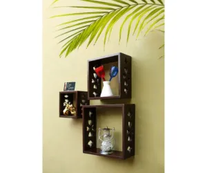 Wooden Square Nesting Floating Wall Shelves Set of 3