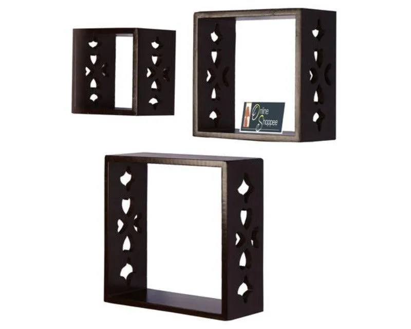 Wooden Square Nesting Floating Wall Shelves Set of 3