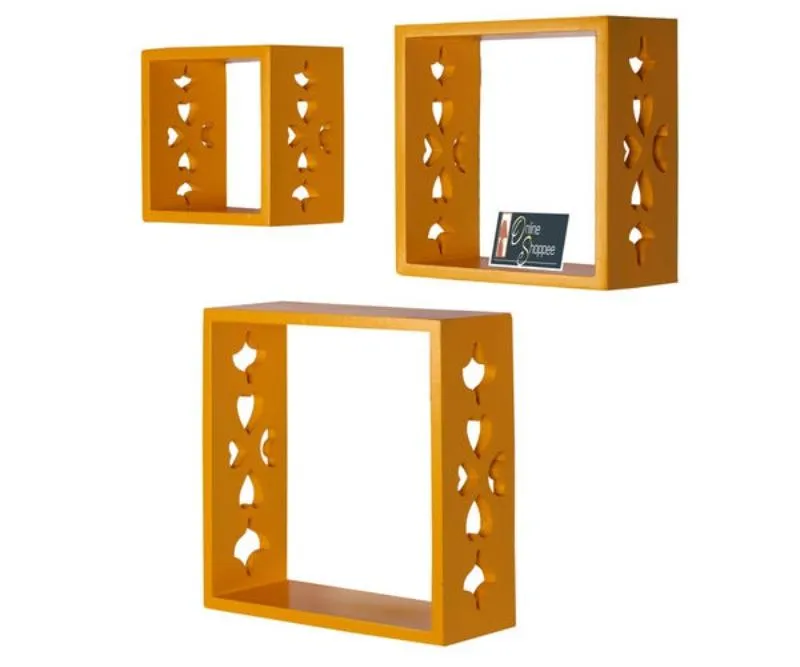 Wooden Square Nesting Floating Wall Shelves Set of 3