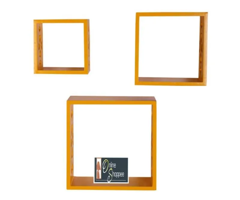 Wooden Square Nesting Floating Wall Shelves Set of 3